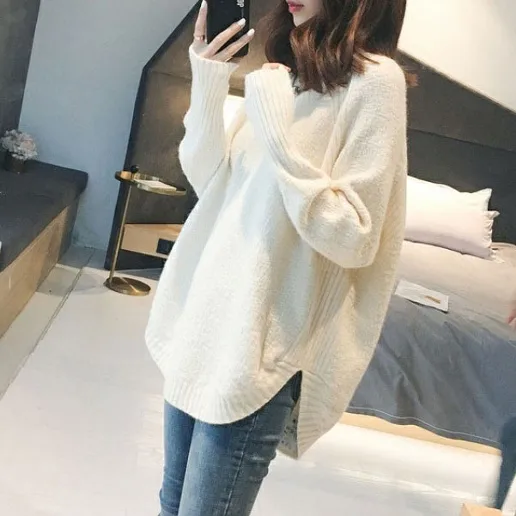 「多色お選び可 」Vネック スリット アンプルライン カジュアル ニット・セーター