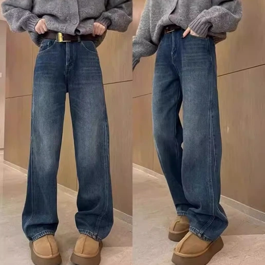 新品殺到 無地 着痩せ効果 伸縮性あり レギュラー丈 ハイウエスト ファッション ジーンズ デニム