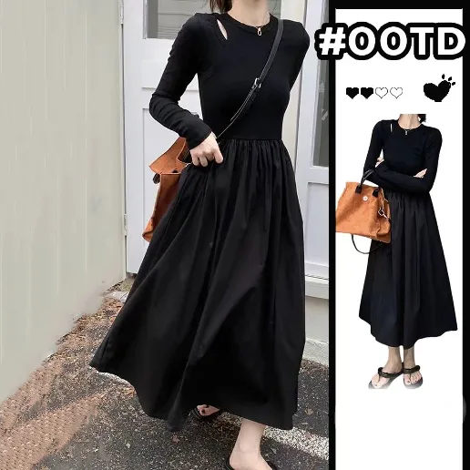 伸縮性あり シンプル レトロ 透かし編み 平日 通勤 大きめのサイズ感 コンサバ ラウンドネック スウィート コーディネート自在 ニットワンピース