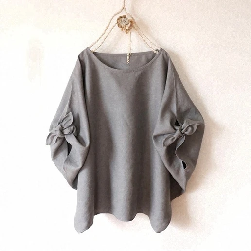 着回し自在！ 半袖 ボウタイ ドルマンスリーブ 無地 ラウンドネック ファッション Tシャツ