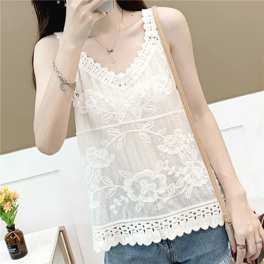 大流行新作 プリント 切り替え ノースリーブ Vネック 無地 エレガント タンクトップ