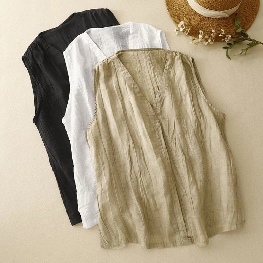 新商品 プルオーバー ノースリーブ 無地 Vネック シンプル タンクトップ