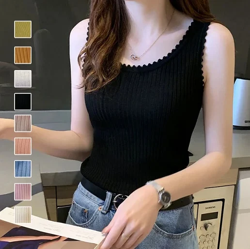 「ノースリーブ」シンプル ファッション カジュアル コーディネート自在 伸縮性あり 上品なシルエット インナーと してもおすすめ タンクトップ