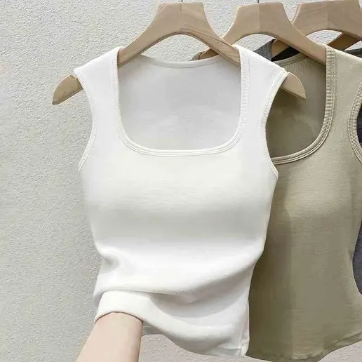 新登場 スクエアネック ノースリーブ 無地 プルオーバー シンプル タンクトップ