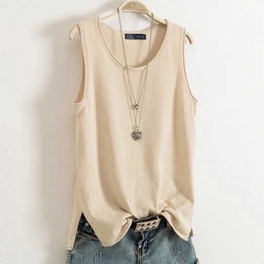 新作登場 ラウンドネック 無地 スリット プルオーバー ノースリーブ シンプル タンクトップ