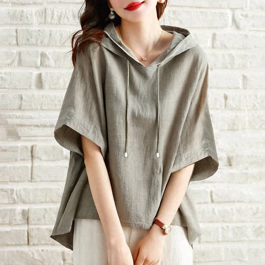 着回し力抜群 プルオーバー 半袖 フード付き 無地 ファッション シャツ