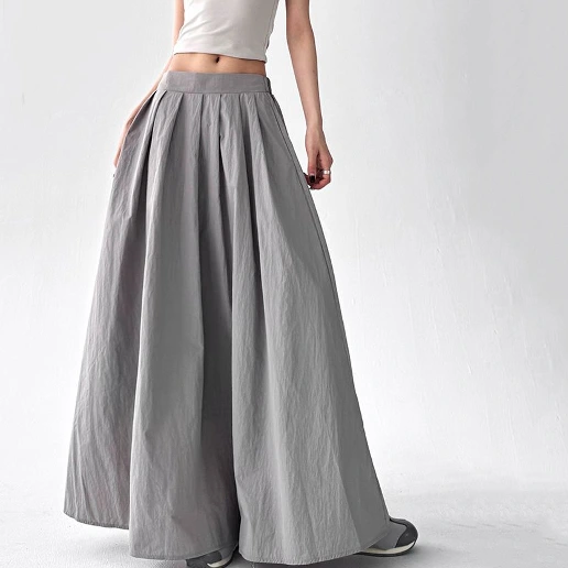 人気商品 ハイウエスト 無地 足首丈 Aライン カジュアル スカート