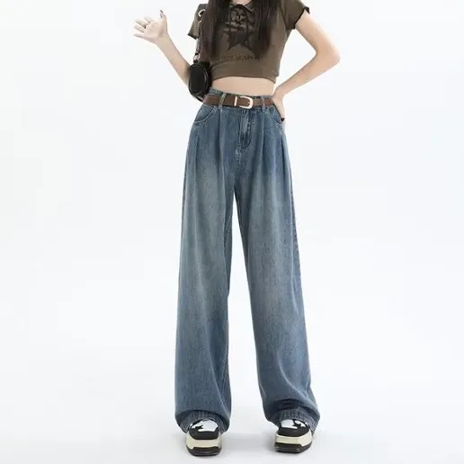 大人女子必見! 無地 ファスナー ギャザー ロング丈 ベルト付き ストリート系 デニム