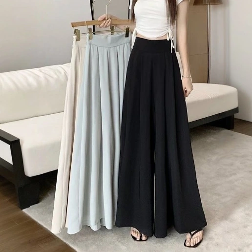女性らしさ全開♡ シンプル 無地 ハイウエスト ギャザー 通気性良い カジュアルパンツ