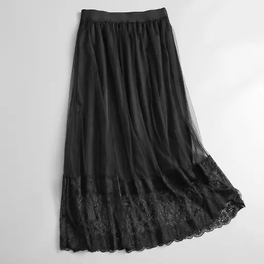 「人気上昇中」ハイウエスト Aライン 切り替え レース 無地 スウィート 着痩せ効果 旅行 柔軟加工 スカート