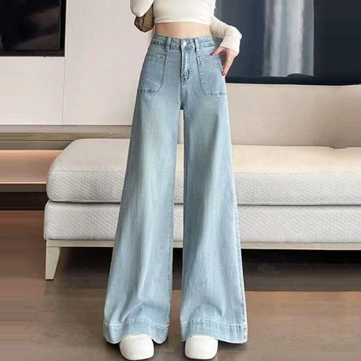 新品登場☆オススメ 無地 ロング丈 ビックシルエット ハイウエスト レトロ デニム