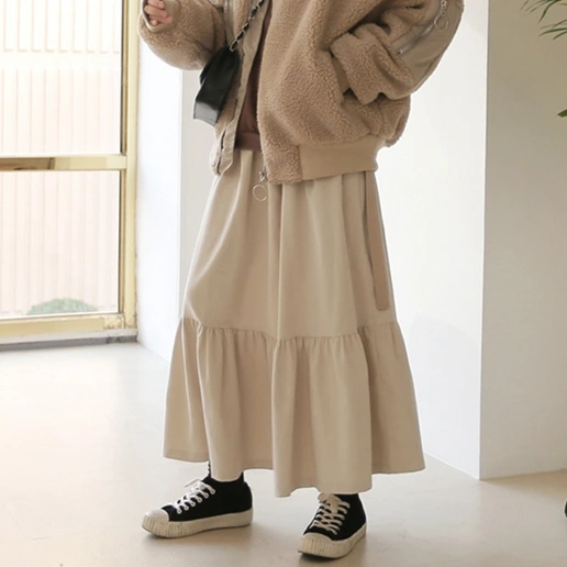「コーディネート自在」ファッション 切り替え 体型をカバー ギャザー モード 大人可愛いAライン スカート