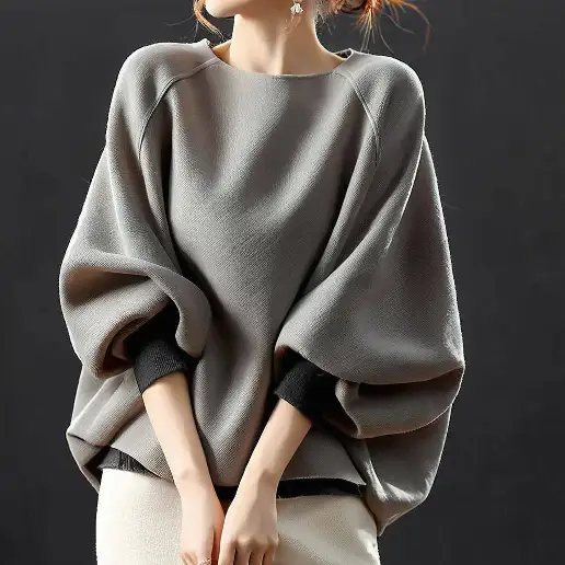 リピー数高 配色 ラウンドネック 長袖 プルオーバー ドルマンスリーブ シンプル Tシャツ