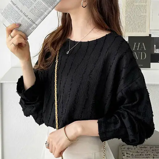 今季人気 ラウンドネック 無地 プルオーバー 長袖 ニット