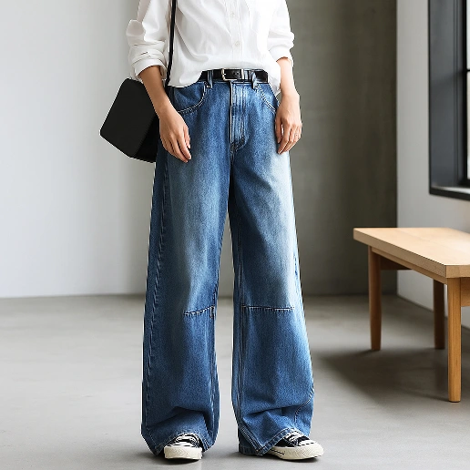 大人のお洒落をキャッチ! コーディネート自在 体型をカバー 無地 ポケット付き ロング丈 カジュアル ジーンズ