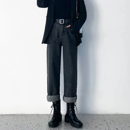 「新作発売！」無地 ロング丈 休日/外出 大きめのサイズ感 ファッション ジーンズ 着痩せ効果 デニム