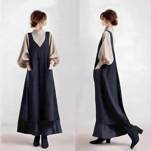 新発売！ 切り替え 無地 Aライン ギャザー ノースリーブ ファッション カジュアルワンピース