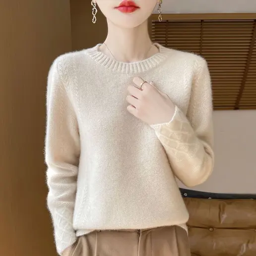 毎日モテ続けちゃう！ 長袖 体型をカバー 平日 無地 ラウンドネック シンプル ニットセーター