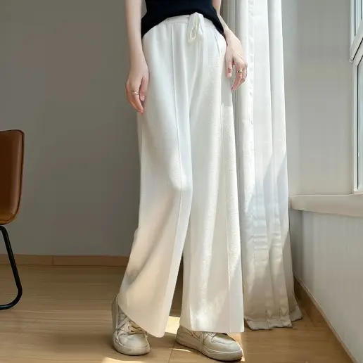 新作登場 無地 着痩せ効果 ポケット付き きれいIライン ロング丈 カジュアルパンツ