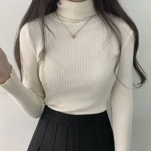 好評発売中 ハイネック 長袖 無地 防寒 プルオーバー ニットセーター