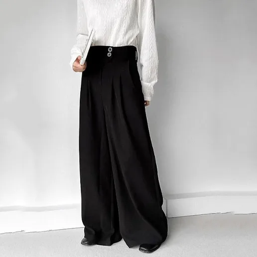 「主役級」ハイウエスト ロング丈 無地 エレガント きれいめ系 エレガント ギャザー カジュアルパンツ