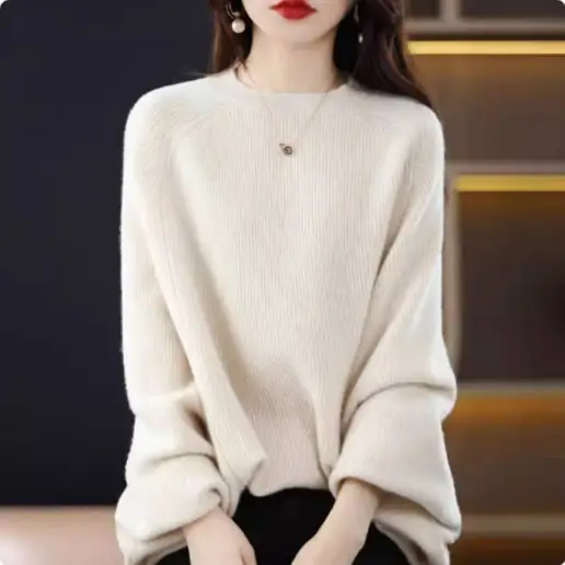 人気上昇中 プルオーバー 長袖 ラウンドネック 無地 ドルマンスリーブ カジュアル ニットセーター