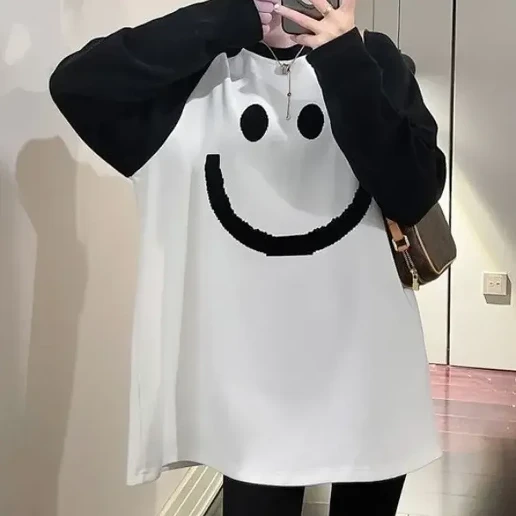 新作発売！ プリント 配色 長袖 ラウンドネック レイヤード / 重ね着風 長袖トップス Tシャツ