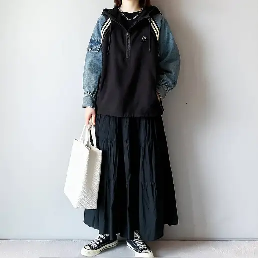 新品殺到 フード付き 配色 切り替え ボウタイ 長袖 カジュアル シャツ