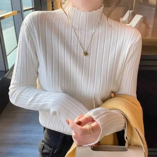 今季人気 長袖 伸縮性あり 防寒 無地 シンプル ニットセーター