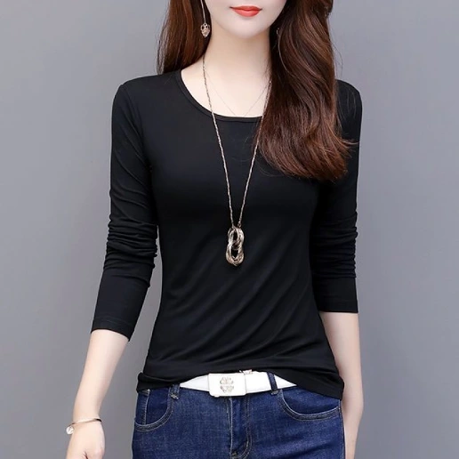 絶対欲しい 無地 週末 切り替え 長袖 ラウンドネック Tシャツ