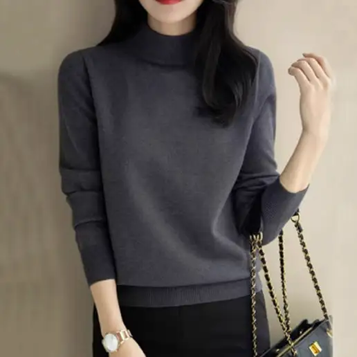 「無地」ハーフネック プルオーバー カジュアル 個性的なデザイン 早い者勝ち 特別デザイン ニットセーター